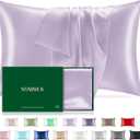 SGMSILK Mulberry Silk Pillowcase for Hair and Skin, SGMSILK 22 Momme Natural Silk Pillow Cases with Zipper, 6A Soft and Smooth Single Sided Pure Silk Pillow Cover (Light Purple, King 20"x36")
