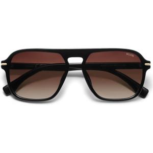 SOJOS Retro Aviator Polarized Sunglasses for Men Women Trendy Vintage Square Pilot Mens Shades SJ2370 (Black Frame Brown Grading Lens)