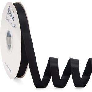 Ribbli Black Satin Ribbon Double Faced Satin 1/2 inch x Continuous 50 Yards-Black Ribbon for Gift Wrapping Crafts Wedding Decoration Bows Bouquet Floral Arrangement