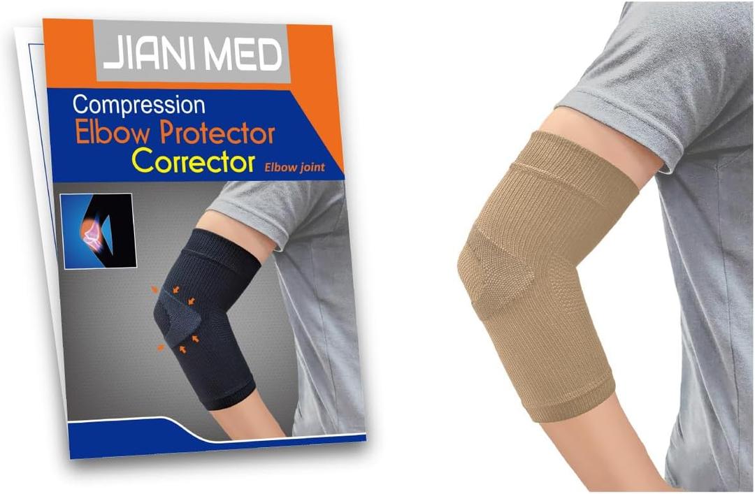 Elbow Protector  Elbow Sleeve, Compression Support, Strains, Sprains, Protection, Daily Use, Taiwan Excellence S/M (Beige)