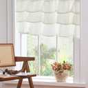 jinchan Ruffled Valance Curtain Slubbed Crossed Hatch Kitchen Valance Cottagecore for Living Room 18 Inch Farmhouse Voile Sheer Shabbychic Half Window Treatment Rod Pocket 1 Panel Off White