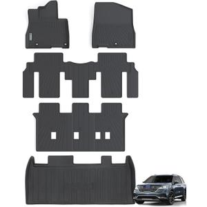 Floor Mats for Kia Carnival 2022 2023 2024 2025 8 Seats (Not for Hybrid & Prestige with Trunk Mat Fit LX w/seat Package, EX, SX, All Weather Car Floor Liners & Cargo Liner Accessories