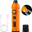 Casfuy Dog Nail Grinder with 2 LED Light - New Version 2-Speed Powerful Electric Pet Nail Trimmer Professional Quiet Painless Paws Grooming & Smoothing for Small Medium Large Dogs and Cats (Orange) (A-Orange)