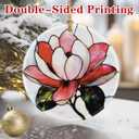 Magnolia Flower Ornament Christmas Decoration & Christmas Ornament; Round Ceramic (Holiday Present, Bauble Present, Gift Idea, and Gift Exchange) | Heirloom Keepsake