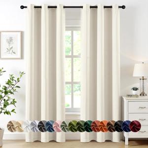 MIULEE Beige White Blackout Curtains for Bedroom Living Room 84 Inches Long 2 Panels, Thermal Insulated Room Darkening Drapes Grommet Noise Reducing Light Blocking Window Treatments 40x84 Inch