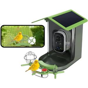 Smart Bird Feeder with Camera – AI Bird Recognition, 130° Wide Angle, Solar & USB Powered, IP65 Waterproof, Motion Detection, Night Vision, Two-Way Audio, Cloud Storage –Watching Gift for Nature Lover