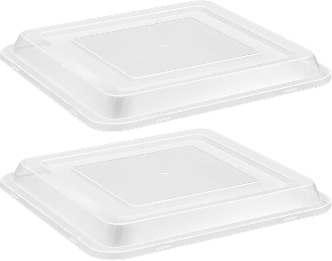 E-Far Rectangle Bakeware Lid, 2-Pack Plastic Food Storage Replacement Cover Set, Fits for E-far 12⅓ x 9¾ x 2 Inch Sheet Cake Baking Pan
