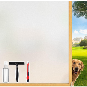 Frosted Glass Window Film Decorative with Reference Cutting Line, Bathroom Window Privacy Film for Glass Windows Cover, Static Cling, Removable, Reusable, Anti-UV, Anti-Glare, 29.5" x 78.7"