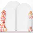 Wedding Arch Cover (7.2FT, 6.6FT, 6FT) Set of 3 Spandex Fitted Wedding Arch Stand Covers for Round Top Chiara Arch Backdrop Stands Cover for Birthday Party Ceremony Banquet Decor White