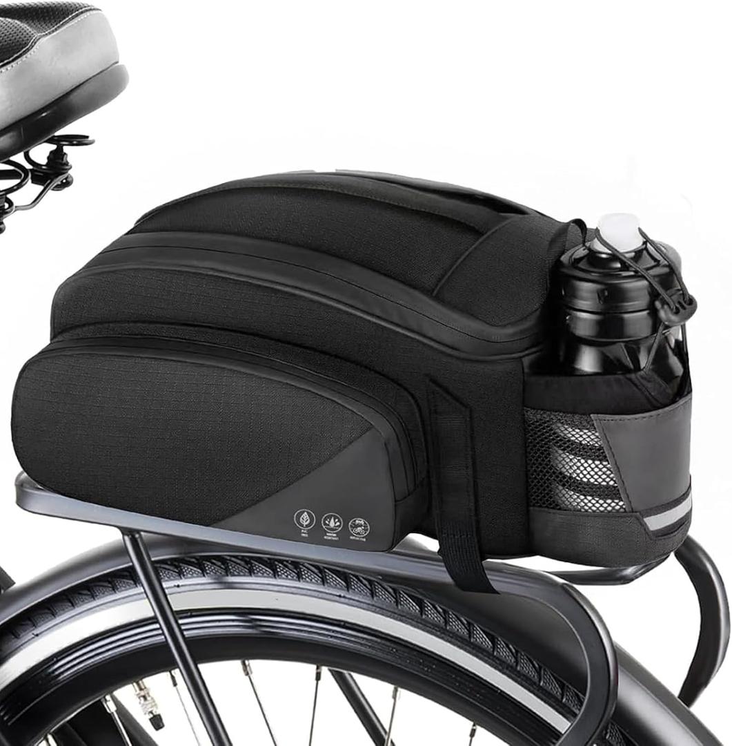 Rear Bike Rack Bag,12L Bike Trunk Bag, Rear bike rack bag, Multi Pockets Cycling Rear Storage Bag, Bike Bags for bicycle Rear Rack with Reflective Area & Shoulder Strap for Cycling Trips.