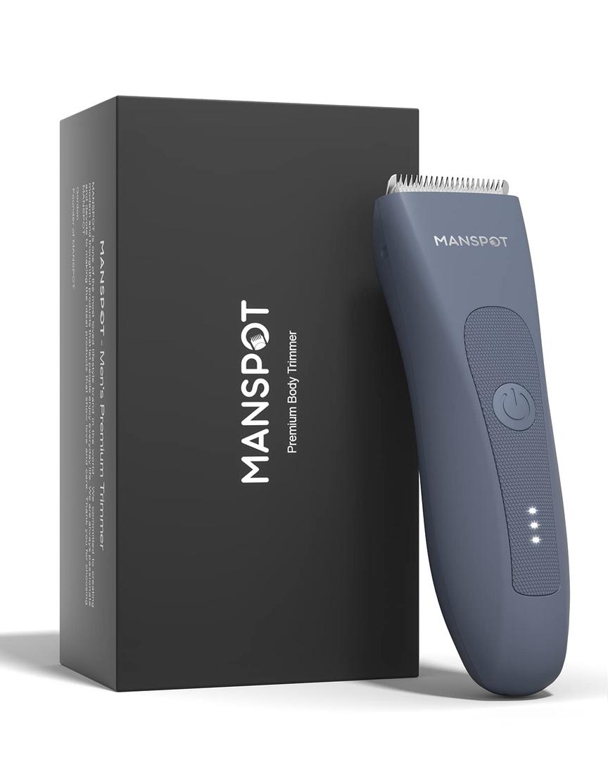 MANSPOT Electric Groin Hair Trimmer Hair Finishing Trimmers, Men's Shaving & Grooming Sets Kit with 4 Guards and Replaceable Ceramic Blade Heads, Waterproof Wet/Dry Trimmer,90 Minutes Shaving Tools (Airy Blue)