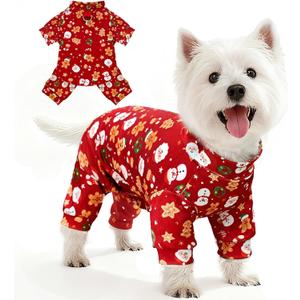 BAEJMJK Cute Christmas Dog Pajamas Stretchy Xmas Boy Girl Dog Clothes with D-Ring Holiday Pet Puppy Outfit Comfortable Warm Dogs Jumpsuit for Small Dogs Cats(Red,X-Large)