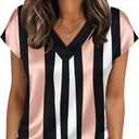 Zeagoo Women Silk Satin Tops Cap Short Sleeve Blouse V Neck Shirts Business Casual Outfits S (Tz291)