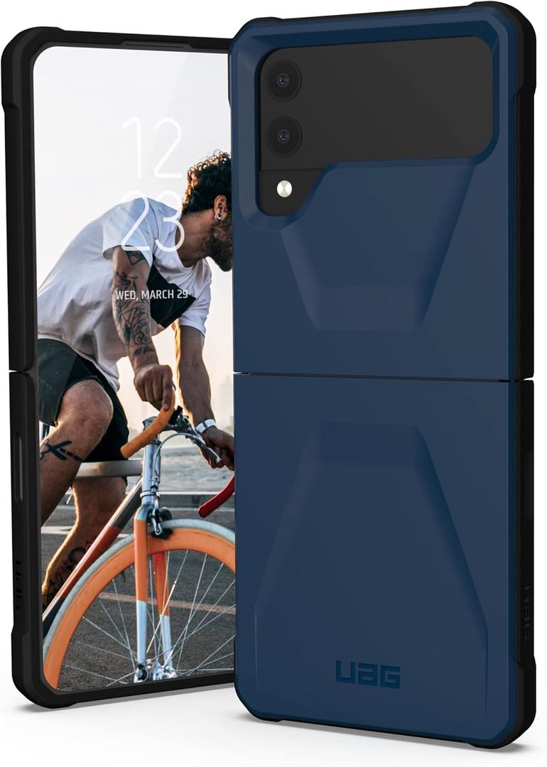 URBAN ARMOR GEAR UAG Designed for Samsung Galaxy Z Flip 4 Case 2022 Blue Mallard Civilian Sleek Ultra-Thin Shock-Absorbent Protective Cover