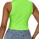 LovelyWholesale Crop Tops for Women Sexy Cut Out Tops Mock Neck Tank Top (Green, L)