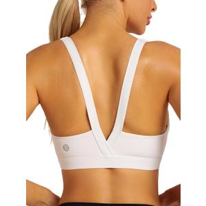 RUNNING GIRL Sports Bras for Women, Medium Support Molded Cup Sports Bras with Sewn in Pads Strappy Workout Yoga Bra