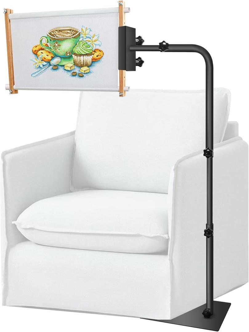 Work Stand Fit For Lowery with Side Clamp, 360 Adjustable Cross Stitch Stand, Rotating Needlepoint, Height Adjustable Fits Scroll Rods up to 20"" Wide. Fit for Art Craft Sewing Projects