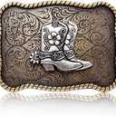 MASOP VOGU Western Belt Buckle for Men, Texas Cowboy Cowgirl Boots Belt Buckle Accessory