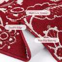 2x8 Washable Christmas Runner Rug with Non Slip Backing, Absorbent & Dirt-Trapping, Red and White High-Low Textured Floral Hallway Carpet for Kitchens, Laundry Rooms, Bathrooms, Entryways