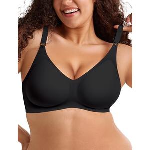 LetsJoli Push Up Seamless Bras for Women No Underwire Support and Lift V Neck Wireless Full Coverage Bralettes Everyday Bras, Size M, Pack 2