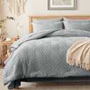 Zzlpp Queen Comforter Set 7 Pieces, Grey Tufted Bed in a Bag with Comforter and Sheets, All Season Boho Bedding Sets with 1 Comforter, 2 Pillow Shams, 2 Pillowcases, 1 Flat Sheet, 1 Fitted Sheet