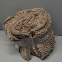 Non Slip Thick Shaggy Chenille Bathroom Rug Mat Set Extra Soft and Absorbent Striped Floor Rugs, 2 Piece, Machine-Washable (Taupe)