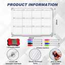 Lincia 36" x 24" Magnetic Horizontal Yearly 12 Month Dry Erase Calendar for Wall 2026 Undated Dry Erase Wall Calendar Planner Aluminum Frame Whiteboard for Home Office Projects Fridge