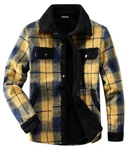 Fozexi Women's Sherpa Lined Jackets Sherpa Turn-Down Collar Warm Winter Fleece Flannel Jacket for Women Trendy Yellow X-Small