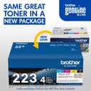 Brother Genuine Standard-Yield Toner Cartridge Four Pack TN223 4PK - Includes one Cartridge Each of Black, Cyan, Magenta & Yellow Toner, Standard Yield, Model: TN2234PK