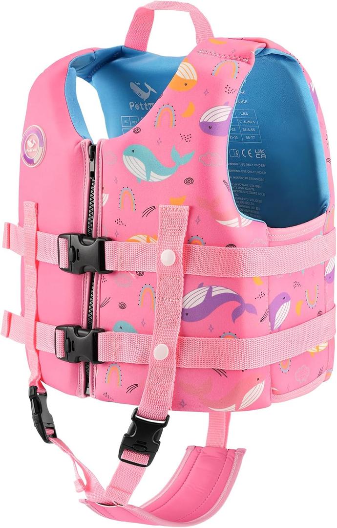 Pottwal Swim Vest for Kids - Swim Jacket - Made of Neoprene & EPE - with Adjustable Crotch Strap, Small