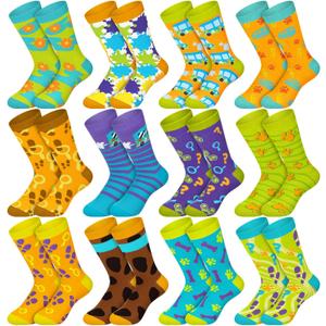 Croknit 12 Pairs Car Dog Boo Socks for Women Girls Crew Novelty Socks Mysterious Party Car Halloween Christmas Women Gift