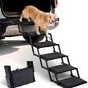 Dog Steps for Car, Truck and SUV - Foldable Pet Stairs for Large Dogs with Non-Slip Rug Surface, Lightweight Dog Ramp Holds Up to 250lbs, 6 Steps