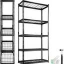 VEVOR Storage Shelving Unit, 5-Tier Adjustable, 2000 lbs Capacity, Heavy Duty Garage Shelves Metal Organizer Wire Rack, Black, 36" L x 16" W x 72" H for Kitchen Pantry Basement Bathroom Laundry Closet