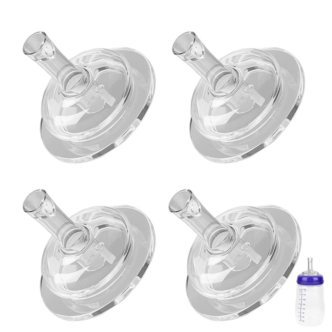 Sippy Straw Nipples for Lansinoh Baby Bottles, Transition Straw Sippy Cup 100% Food Grade Silicone Soft Nipple, 12m+, Pack of 4