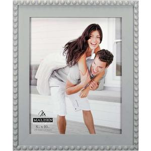 Malden International Designs 2386-80 Bead W/Wood Mat, Gray, 8x10