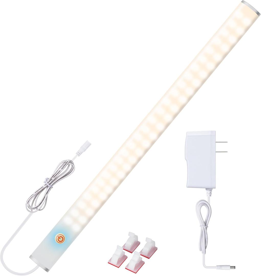 Under Cabinet Lighting Natural White 4000K, Dimmable Under Cabinet Lights with Touch Switch, LED Under Counter Lighting for Desk (15 Inch, Natural White)
