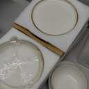 GBHOME Ceramic Dinnerware Sets for 8, 24 Pieces Stoneware Plates and Bowls Sets, Scratch Resistant Dishes, Dishwasher & Microwave Safe, Reactive Glaze-Pearl White