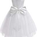Mokpi Flower Girls Wedding Dress Princess Birthday Party Satin V-Back Ball Gown Prom (130, White)