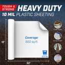 Crawl Space Vapor Barrier, 10 Mil White Vapor Barrier, 10' x 50', Thick Plastic Sheeting, Heavy Duty Polyethylene Film, Drop Cloth Covering for Crawlspace, Basement