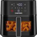 Chefman Air Fryer  6 QT Compact Airfryer for Quick & Easy Meals, Features Hi-Fry Technology for Extra Crisp, Easy-View Window, Touch Controls with 4 Presets, Nonstick & Dishwasher Safe Basket - Black