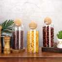 Cunhill 3 Pcs Glass Jar with Ball Cork Lid Decorative Round Bottle Sealed Canister Jar Storage Container Organizer with Airtight Wooden Lid for Food Coffee Bean Candy Biscuits Spice(1000 ML/ 34 Oz)