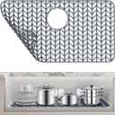 AWOKE Silicone Sink Protectors for Kitchen Sink, 26''x 14'' Folding Non-slip Sink Mat Grid, for Bottom of Farmhouse Stainless Steel Porcelain Sink with Rear Drain (Grey)