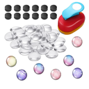 Colzzy 41 Pieces DIY Magnets for Fridge Clear Glass Round Magnets Kit for Crafts Include 1 Inch Paper Punches for Decorative Craft DIY Refrigerator Office Whiteboard Making