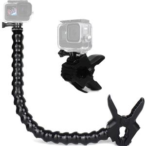 FiTSTILL Jaws Flex Clamp Mount with Adjustable Gooseneck 19 Sections for Go Pro Hero 13/12/11/10/9/8/7/6/5/Max2/4k,DJI Osmo Action 6/5 pro/4/3/2/1 Action Cameras