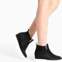 DREAM PAIRS Womens Slip on High Top Wedge Sneakers Hidden Heel Platform Wedgie Ankle Booties (7, Black/Pu)