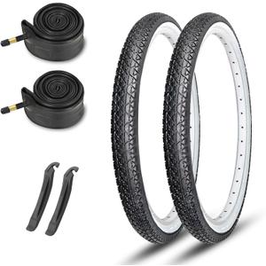26x2.125 Cruiser Bike Tires: MOHEGIA 2-Pack 26 Inch Folding Tires with Pair Bike Tubes & Tire Levers Replacement Set for Beach Cruiser and Urban Commuting Bicycle