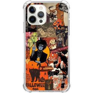 Halloween Spooky Phone Case for iPhone 15 Pro Max, Halloween Creepy Collage Cover for Teens Women Men, Soft TPU Shockproof Case for iPhone 15 Pro Max