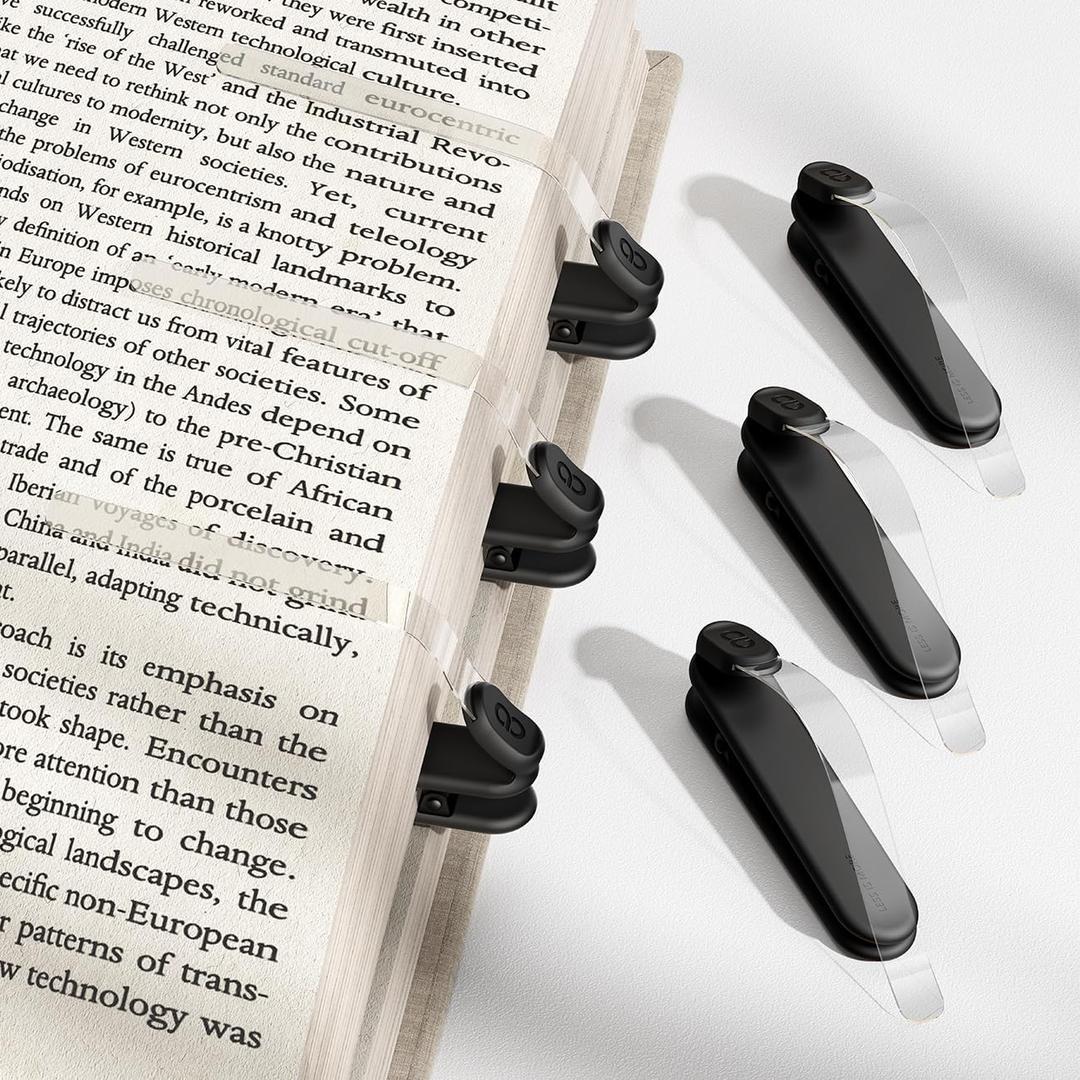 Lamicall [Clear View] 6Pack Silicone Automatic Bookmark - [Thick-Book Friendly] Book Marks for Reading Women Kids Men, Cute Book Page Markers Clip, Reading Accessories Gifts for Book Lovers