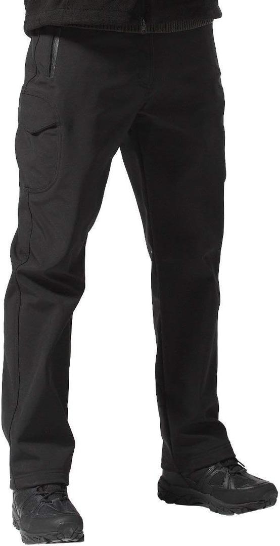FREE SOLDIER Men's Outdoor Softshell Fleece Lined Cargo Pants Snow Ski Hiking Pants with Belt (Black 34W/30L)