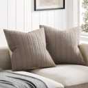 ZeeMart 100% Cotton Waffle Textured Throw Pillow Covers Set of 2, 20x20 Inch Cocoa Brown, Soft Farmhouse Decorative Couch Pillow Cases Brown Cushion Covers for Sofa Bed Living Room Home Decor